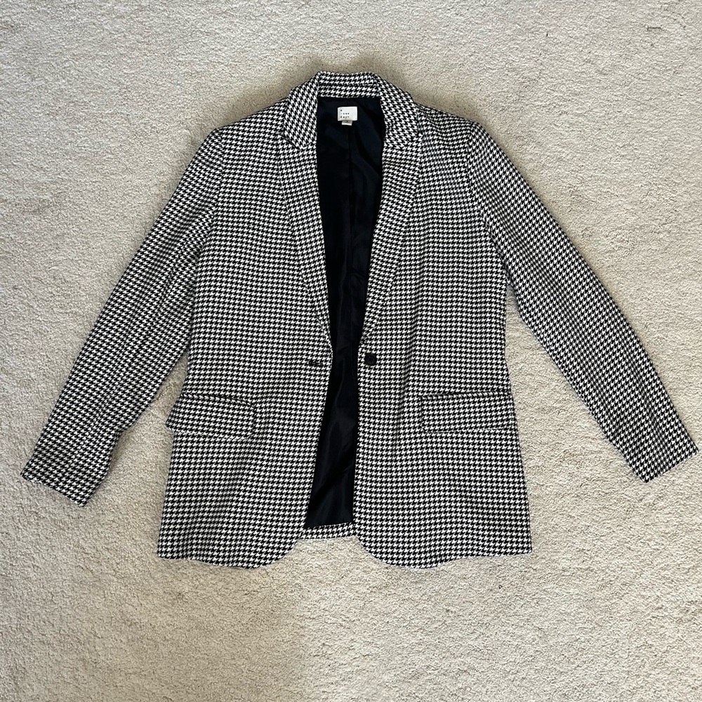 a new day Black and White Houndstooth Blazer